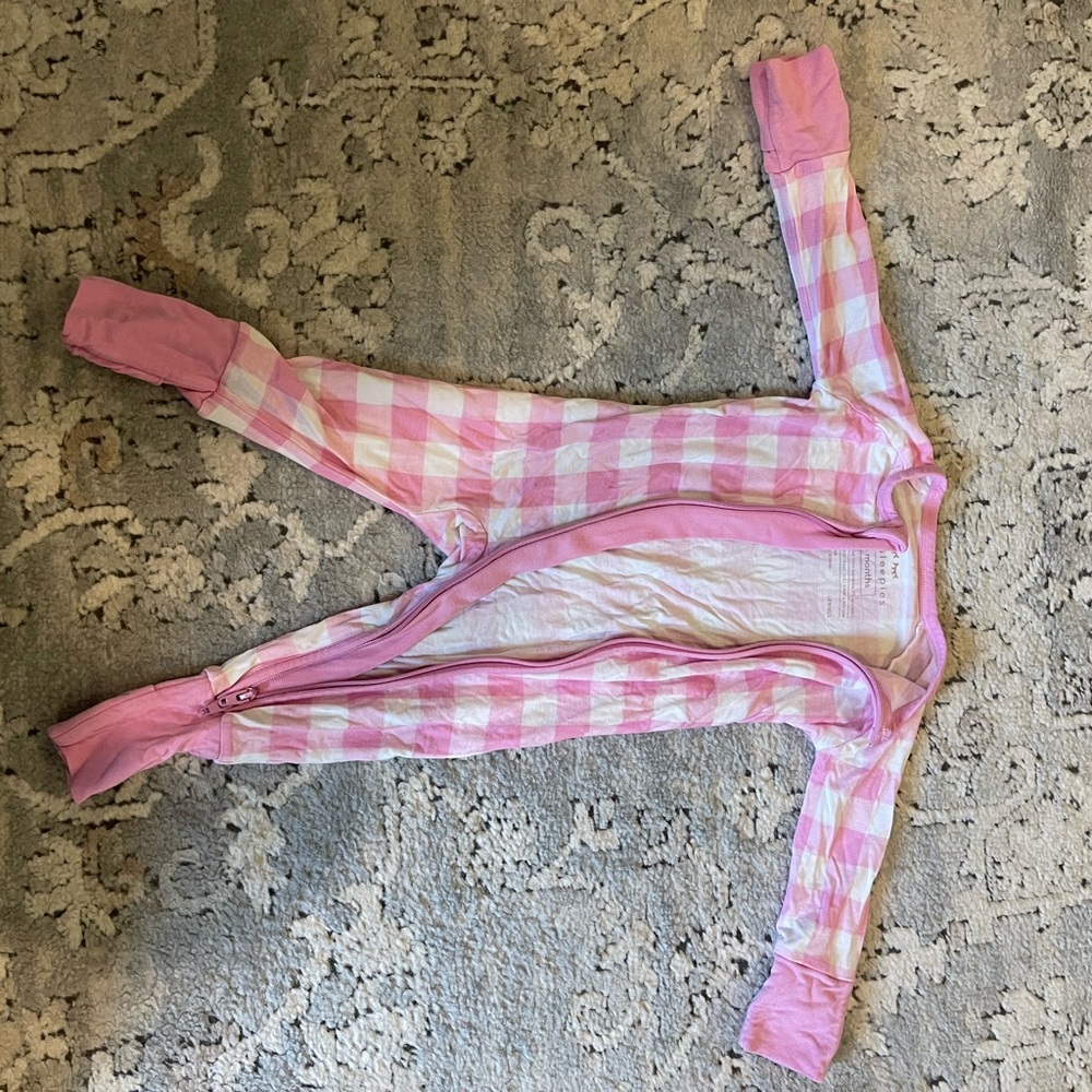 Pink Gingham Baby Sleeper One Piece 0-3 months